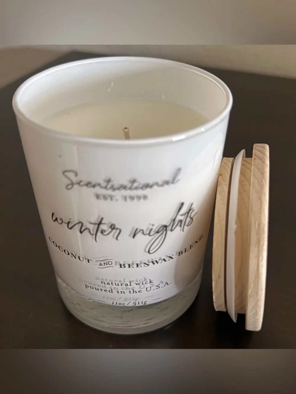 Scentsational Winter Nights Candle | Coconut Beeswax Blend | White Glass